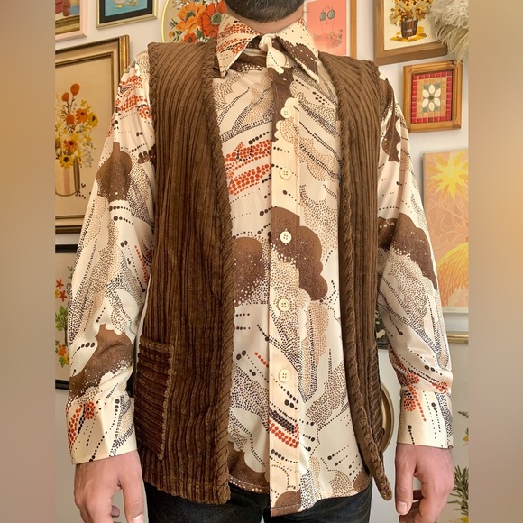 60s Vintage DEADSTOCK Hippie Western Corduroy Tunic Vest NWT/Mint Condition - Picture 5 of 5
